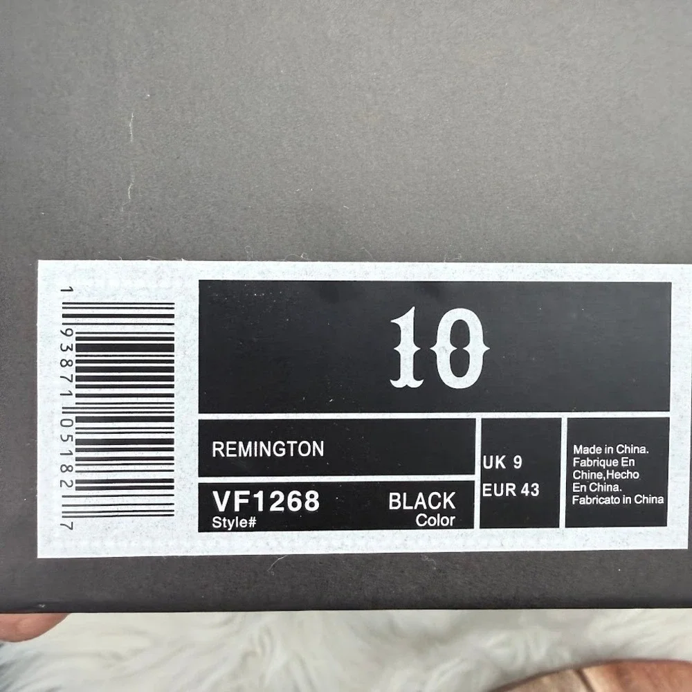 Vintage Foundry Co Remington‎ Black Leather Grey Wool Size 10 Cap Toe Boots  NIB